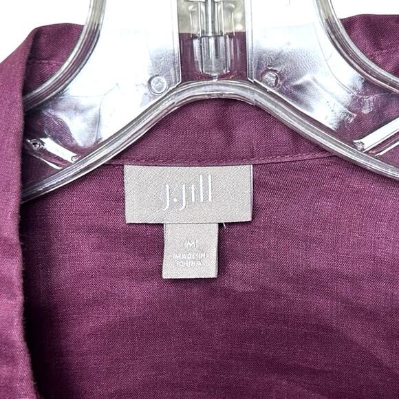 J. Jill Women’s 100% Ramie Long Tab Sleeve Button Down Shirt Plum Size Medium - Picture 8 of 8